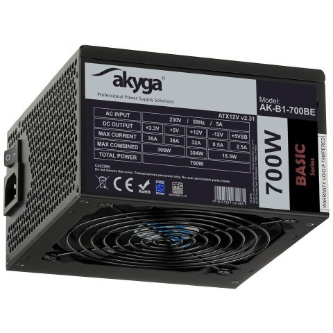 Zasilacz ATX 700W Akyga AK-B1-700BE BLACK EDITION P4+4 PCI-E 6 pin i 6+2 pin 5x SATA PPFC FAN 12cm AKYGA Zasilacz ATX 700W Akyga AK-B1-700BE BLACK EDITION P4+4 PCI-E 6 pin i 6+2 pin 5x SATA PPFC FAN 12cm AKYGA