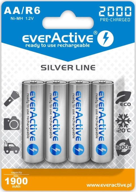 Akumulatorki AA/R6 everActive Silver Line 2000 mAh 4 sztuki Everactive Akumulatorki AA/R6 everActive Silver Line 2000 mAh 4 sztuki Everactive