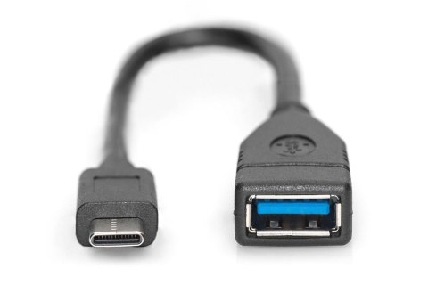 Kabel USB 3.1 Gen 1 DIGITUS SuperSpeed OTG Typ USB C/USB A M/Ż czarny 0,15m Digitus