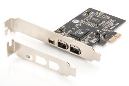 Kontroler Firewire (400) DIGITUS PCI Express, 3xZew. IEEE1394a 6pin + Mini, Low Profile Digitus