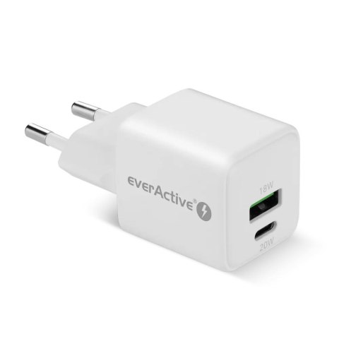Ładowarka sieciowa everActive GaN SC-330 1x USB, 1x USB-C QC3.0 PD 20W Everactive Ładowarka sieciowa everActive GaN SC-330 1x USB, 1x USB-C QC3.0 PD 20W Everactive