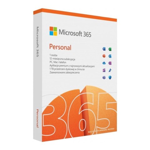 Oprogramowanie Microsoft 365 Personal PL P10 1Y 1User/5Devices Win/Mac Medialess Box Microsoft Oprogramowanie Microsoft 365 Personal PL P10 1Y 1User/5Devices Win/Mac Medialess Box Microsoft