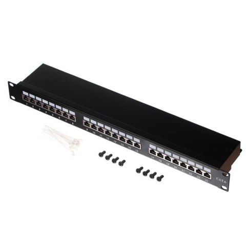 Patch panel 19'' Netrack 24-porty kat. 6 FTP, z półką NETRACK Patch panel 19'' Netrack 24-porty kat. 6 FTP, z półką NETRACK