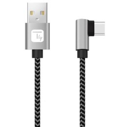 Kabel Techly USB 2.0 USB-A na USB-C kątowy 1m M/M 3A Techly