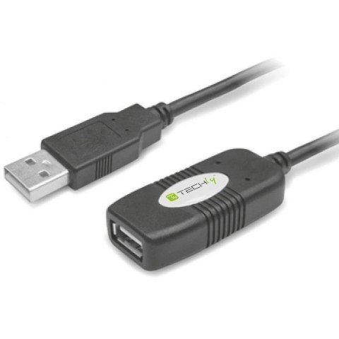 Kabel/Przedłużacz Techly USB 2.0 A-A M/F aktywny 10m czarny Techly