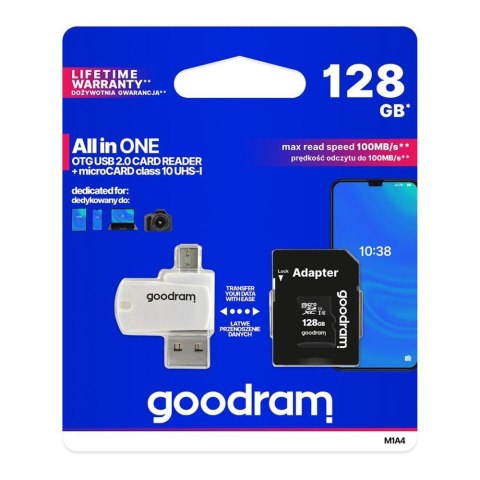 Karta pamięci microSDHC GOODRAM 128GB M1A4 UHS-I + Adapter Goodram