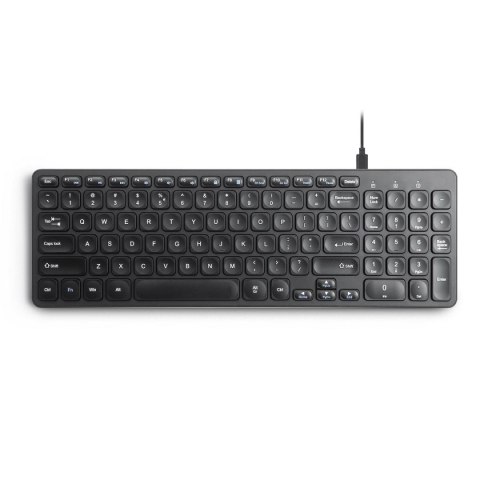 Klawiatura przewodowa Perixx PERIBOARD-215 scissor, ultra-flat, czarna, 4x HUB (2x USB-A, 2x USB-C) Perixx