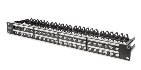 Patch panel pusty DIGITUS 19" 48 port 1U do modułów keystone (RAL 9005) Digitus Patch panel pusty DIGITUS 19" 48 port 1U do modułów keystone (RAL 9005) Digitus