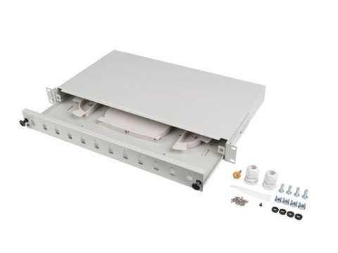 Przełącznica światłowodowa Lanberg 12xSC simplex / 12xLC duplex Rack 19" 1U szara+ akcesoria LANBERG