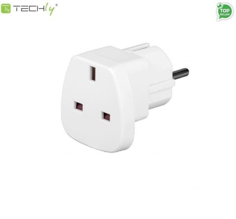 Adapter wtyku zasilania Techly A-FLAZASUKWH UK/EU, biały Techly