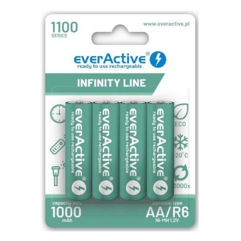 Akumulatorki AA / R6 everActive Ni-MH 1100 mAh ready to use - blister 4 sztuki Everactive Akumulatorki AA / R6 everActive Ni-MH 1100 mAh ready to use - blister 4 sztuki Everactive