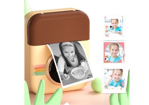 Aparat Cyfrowy Dla Dzieci Z Drukarką Natychmiastowy Brązowy 3 Rolki Papieru LEAN Toys Aparat Cyfrowy Dla Dzieci Z Drukarką Natychmiastowy Brązowy 3 Rolki Papieru LEAN Toys