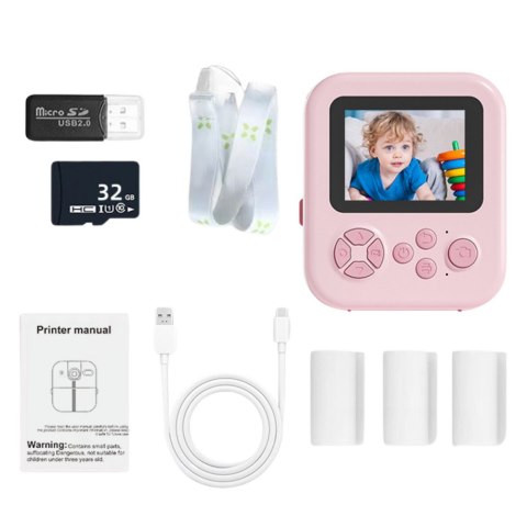 Aparat Natychmiastowy z Drukarką Termiczną Gry 3 Rolki Różowy Jednorożec LEAN Toys