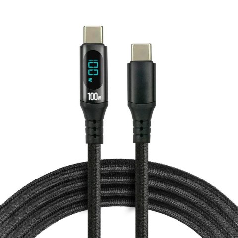 Kabel USB-C -> USB-C everActive CBB-1PD5L 1m 100W wbudowany wyświetlacz czarny Everactive