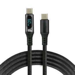 Kabel USB-C -> USB-C everActive CBB-3PDL 3m 60W wbudowany wyświetlacz czarny Everactive