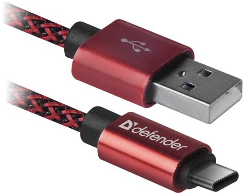 Kabel USB Defender AM-TYPE C 1m 2,1A czerwony Defender Kabel USB Defender AM-TYPE C 1m 2,1A czerwony Defender