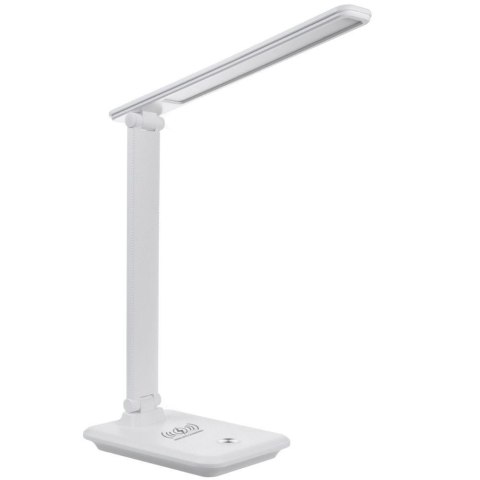 Lampka biurkowa LED Maclean MCE616 W, max. 9W, 220-240V AC, możliwość zmiany barwy, ściemnialna, ładowarka bezprz., 450lm, biała Maclean