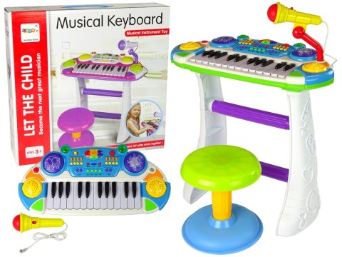 Organy Keyboard Krzesełko Mikrofon Niebieski LEAN Toys Organy Keyboard Krzesełko Mikrofon Niebieski LEAN Toys