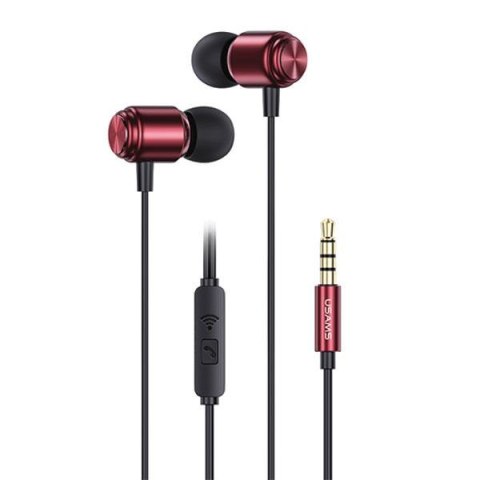 Słuchawki z mikrofonem USAMS EP-44 stereo Jack 3,5mm czerwone USAMS