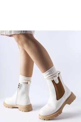 Białe botki na beżowej podeszwie Giacinta - Solea Solea