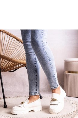 Białe półbuty ze złotą klamerką Anielania - Solea Solea