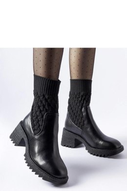 Czarne skarpetowe botki z tłoczeniami Buckley - Solea Solea