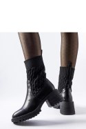 Czarne skarpetowe botki z tłoczeniami Buckley - Solea Solea