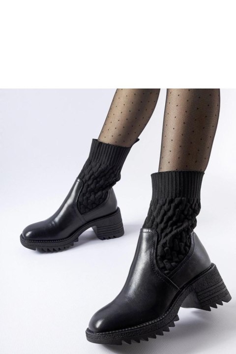 Czarne skarpetowe botki z tłoczeniami Buckley - Solea Solea