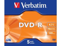 DVD-R Verbatim 4.7GB X16 Matt Silver (5 Jewel Case) Verbatim