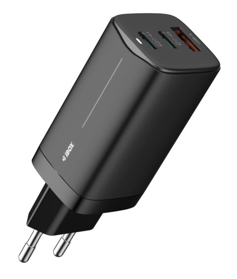 Ładowarka sieciowa GaN iBOX C-65 USB-C PD65W, kabel USB-C, Black IBOX Ładowarka sieciowa GaN iBOX C-65 USB-C PD65W, kabel USB-C, Black IBOX