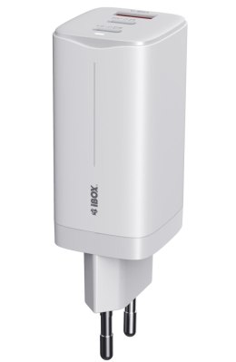 Ładowarka sieciowa GaN iBOX C-65 USB-C PD65W, kabel USB-C, White IBOX