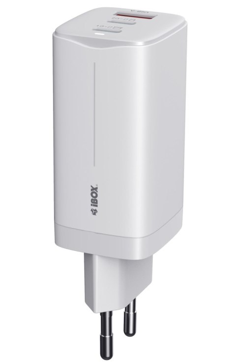 Ładowarka sieciowa GaN iBOX C-65 USB-C PD65W, kabel USB-C, White IBOX Ładowarka sieciowa GaN iBOX C-65 USB-C PD65W, kabel USB-C, White IBOX