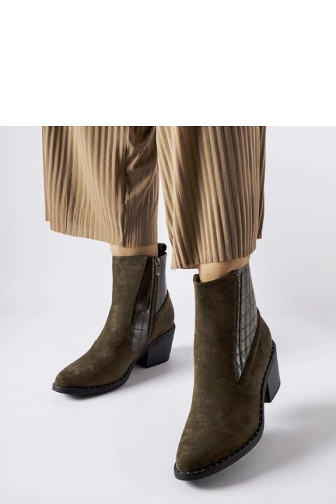 Zielone botki eko-zamsz na niskim słupku Sovere - Solea Solea