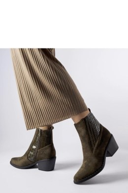 Zielone botki eko-zamsz na niskim słupku Sovere - Solea Solea