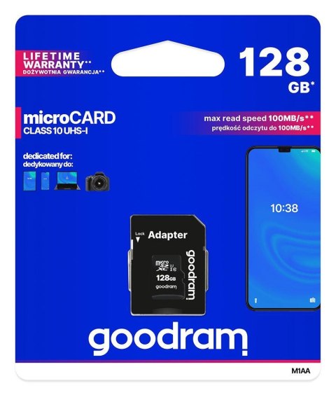 Karta pamięci microSDXC GOODRAM 128GB M1AA-1280R12 cl 10 UHS-I + adapter Goodram