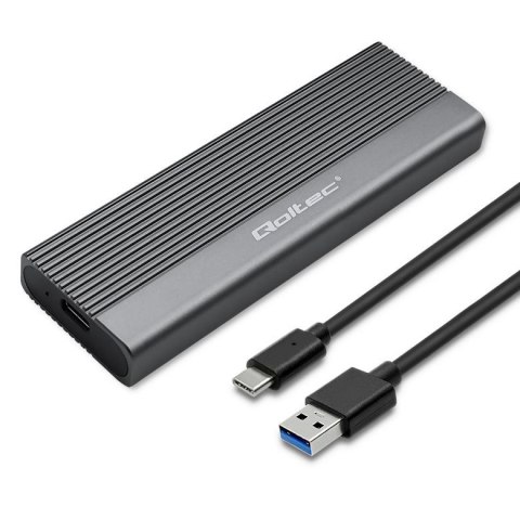 Obudowa/kieszeń Qoltec na dysk SSD M.2 | SATA | NGFF | USB-C | | Super speed 6Gb/s | 2TB | Szary Qoltec