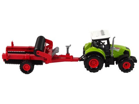 Traktor Z Kultywatorem Dla Dzieci Światła Dźwięki Zielony LEAN Toys