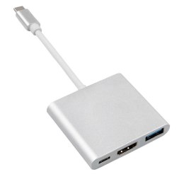 Kabel adapter Maclean MCTV-840 USB 3.1 Typ C (M) -> HDMI 1.4 (F) + USB 3.0 (F) + USB Typ C (F) Maclean