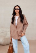 Koszula Damska Model Carolina BEZ BLU0155 Beige - Roco Fashion Roco Fashion