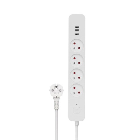 Listwa zasilająca przeciwprzepięciowa SAVIO LZ-12 4 gniazda i 3 gniazda USB-A, 1,5m Savio