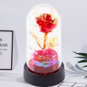 Wieczna Róża Kryształowa w Kopule z Oświetleniem LED z Serduszkiem 14x8cm LEAN