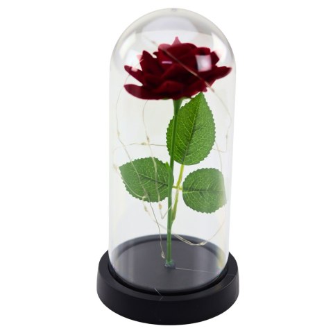 Wieczna Róża w Kopule z Oświetleniem LED Czerwona 21x11cm LEAN
