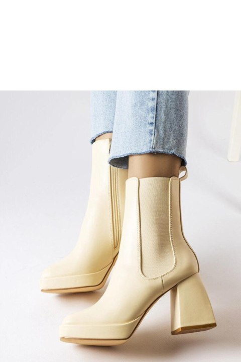 Beżowe botki na masywnym słupku Watson - Solea Solea Beżowe botki na masywnym słupku Watson - Solea Solea