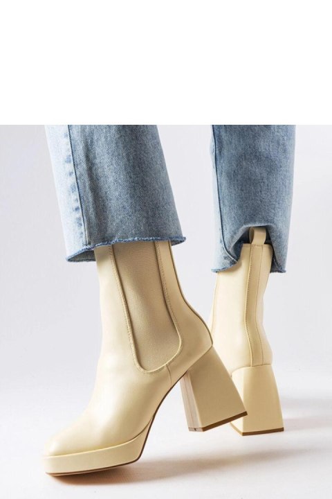 Beżowe botki na masywnym słupku Watson - Solea Solea Beżowe botki na masywnym słupku Watson - Solea Solea