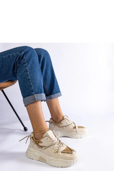 Beżowe sneakersy damskie z brokatem Agar - Solea Solea