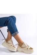 Beżowe sneakersy damskie z brokatem Agar - Solea Solea