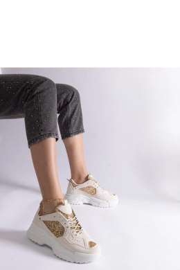 Beżowe sneakersy damskie z brokatowymi wstawkami Caraballo - Solea Solea