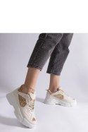 Beżowe sneakersy damskie z brokatowymi wstawkami Caraballo - Solea Solea
