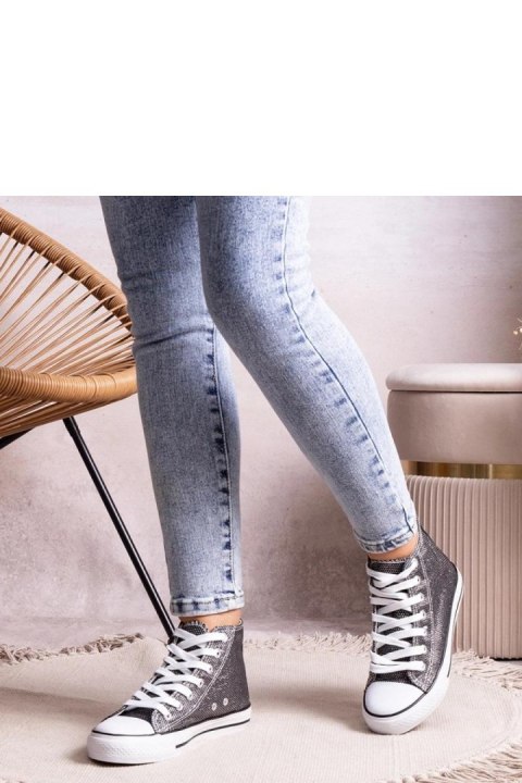 Czarne wysokie trampki z siateczki błyszczącej Ranifali - Solea Solea