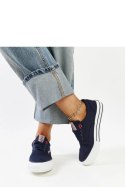 Granatowe damskie trampki na grubej podeszwie CROSS JEANS - Solea Solea